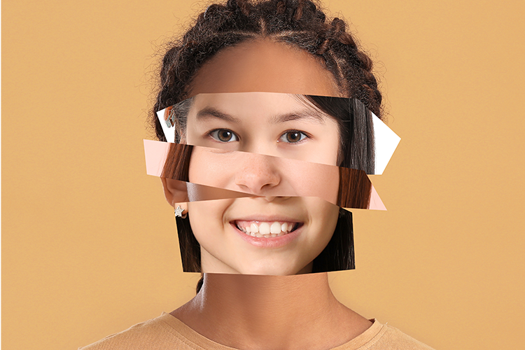 face made up of many features to show biais