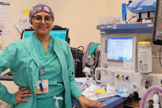 Riddhi Patel in scrubs